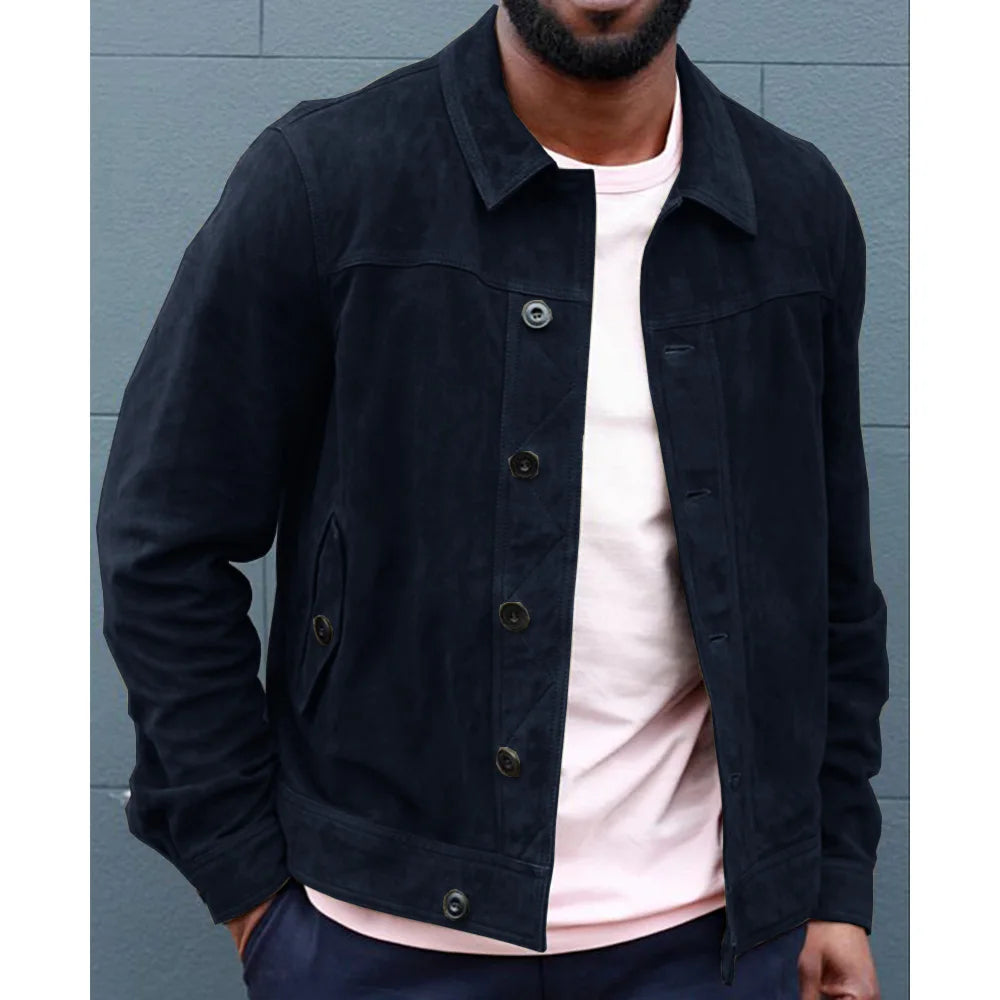Men's Faux Suede Blazer Single Breasted Slim Fit Fashion Jacket Jackets Man Blouson Men's Coat Winter Clothes Clothing Mens Male