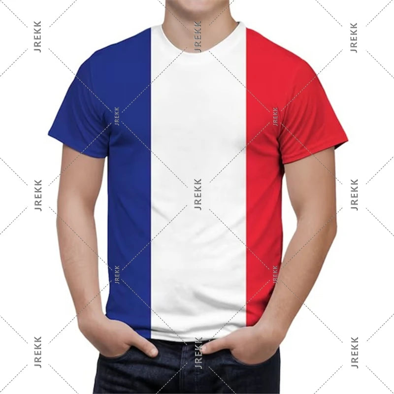 France Football Jersey T-shirt Men Women French Flag Emblem 3D Print Sport T Shirts Summer Fashion Street Trend Short Sleeve Top