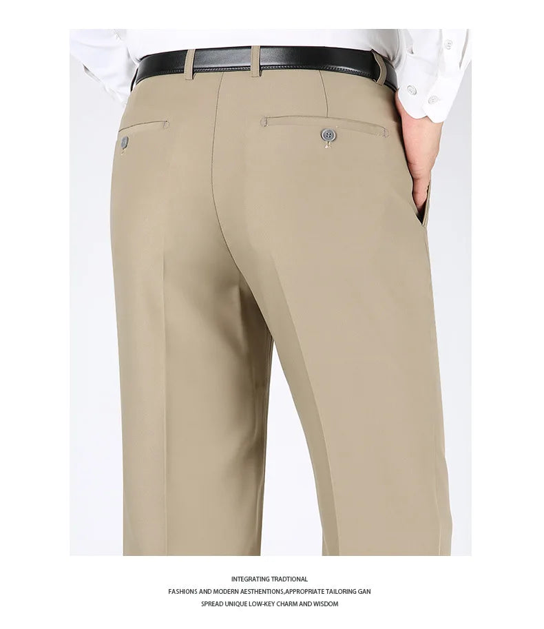 High Waist  Black Suit Pants man Formal Clothes For Men Clothing Thin Flat Khaki Dress Mens Trousers 2024 Summer 40 42