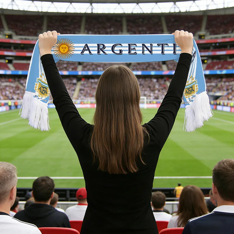 2026 Football Fan Scarf Argentina Brazil Portugal France Spain Canada USA Mexico Print Flannel Tassel Cheering Supporter Scarf