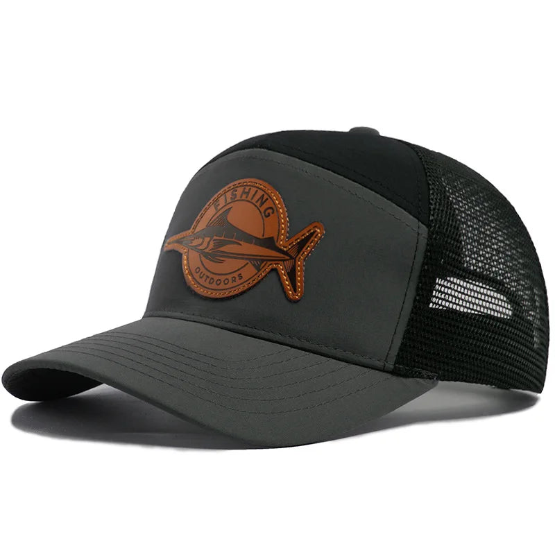 Summer Hot Sale Unisex Seven-Panel Style Trucker Hat Adjustable Baseball Cap Shark Pattern Patch Fishing Hat Mesh  Sports Dad Ha