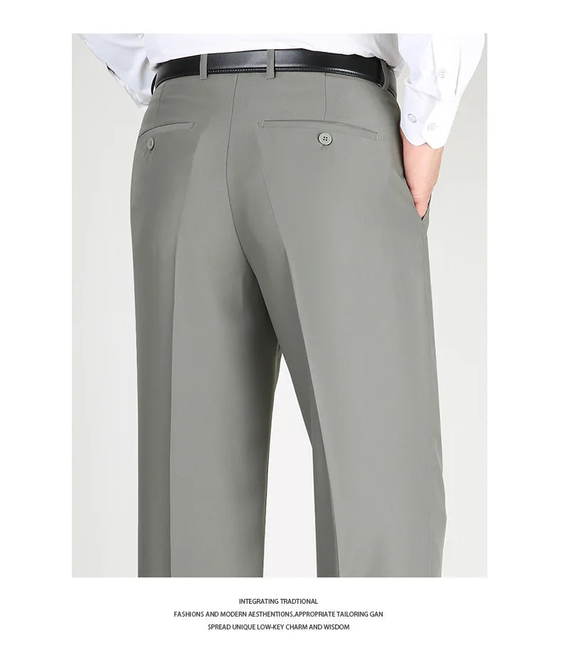 High Waist  Black Suit Pants man Formal Clothes For Men Clothing Thin Flat Khaki Dress Mens Trousers 2024 Summer 40 42