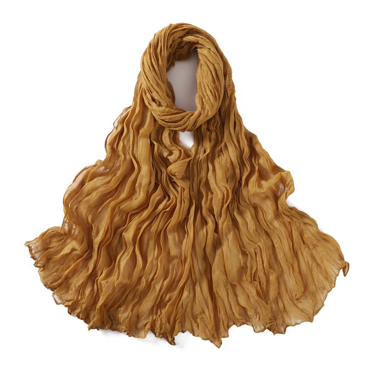 Crumpled Scarf For Women Girls Students Spring New Solid Color Cotton Voile Thin Scarves Soft Knitting Shawl Female Wrap Shawls
