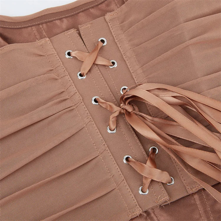 Women's Corset Crop Tops Summer Breathable Mesh Sleeveless Off Shoulder Bustier Skinny Fit Casual Tanks