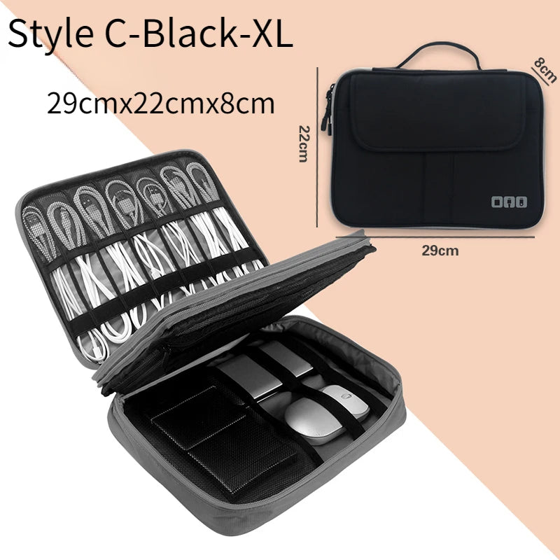Large Capacity Travel USB Gadget Cable Bag Headphone Storage Box Data Cable Storage Bag Hard Disk Charger Power Bank Organizer