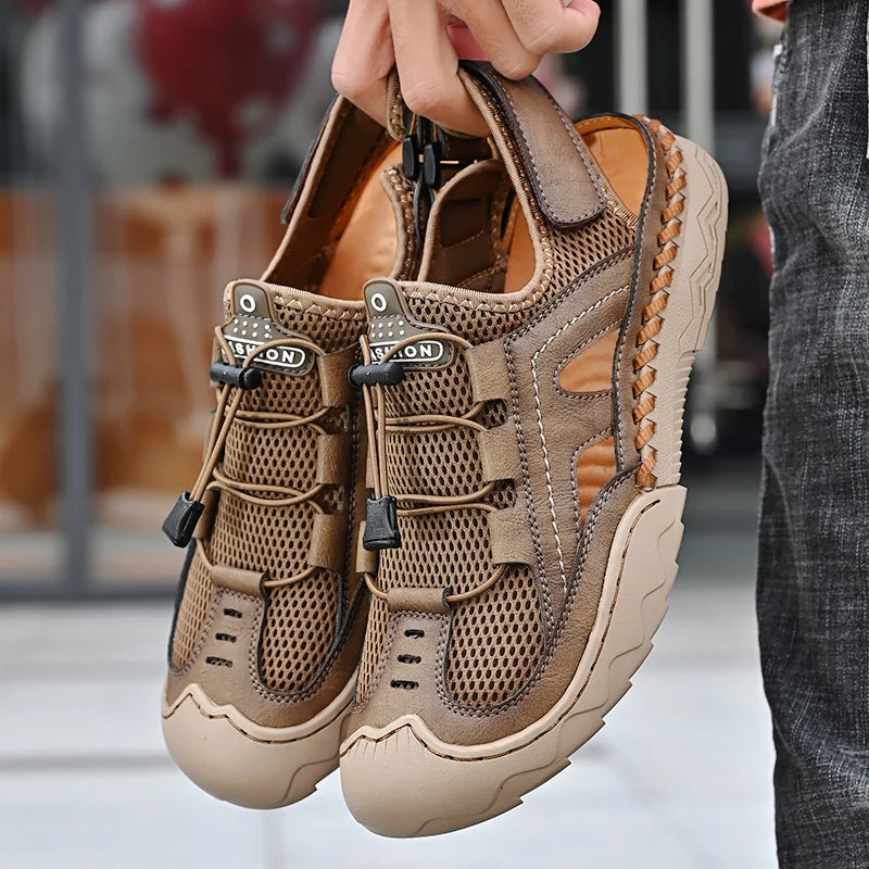 New Mens Sandals Summer Breathable Mesh Sandals Men Outdoor Casual Lightweight Beach Sandals Fashion Men Shoes Large Size 38-46