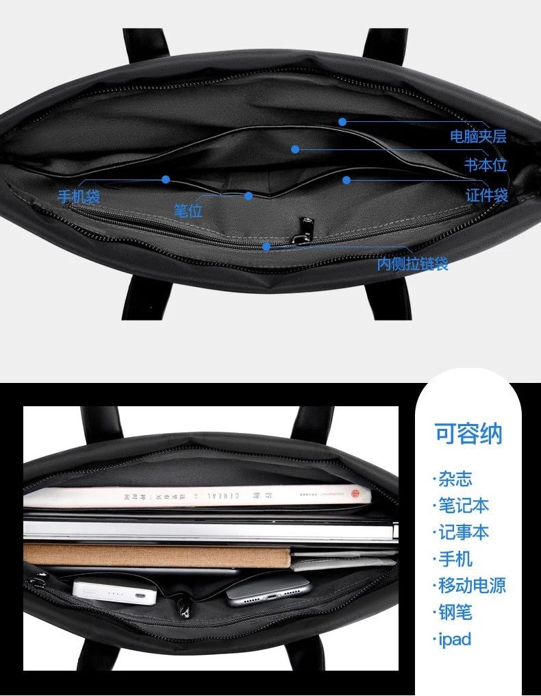 2026 Briefcase Fashionable Handbag Large Capacity Business Briefcase Waterproof Document Bag Men's Business Travel Big Handbag