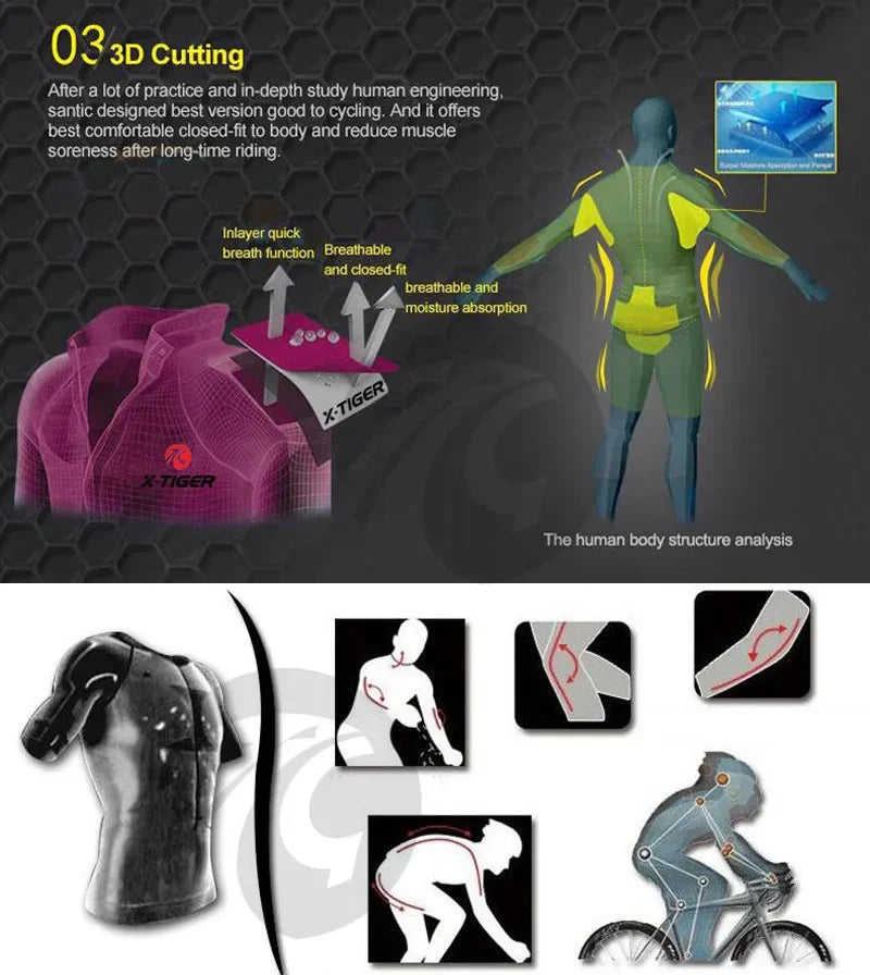 X-TIGER Cycling Jersey Men Long Sleeve MTB Bicycle Cycling Clothing Mountain Bike Sportswear Breathable MTB Shirts Basic Series