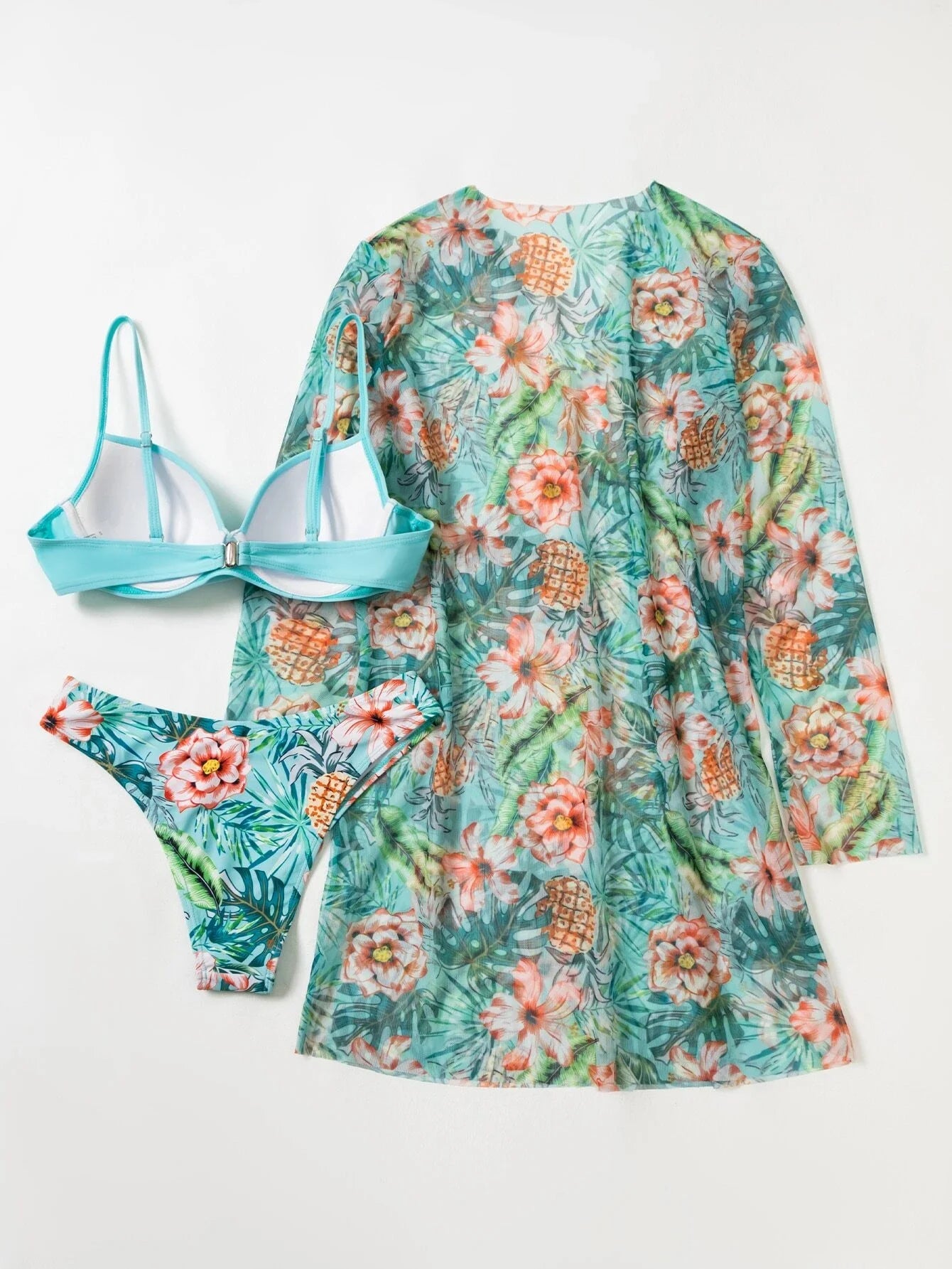 3 Pieces Push Up Bikinis 2026 Women With Kimono Beach Printed Swimsuit Sexy Swimwear Female Bathers Bathing Swimming Swim Suit