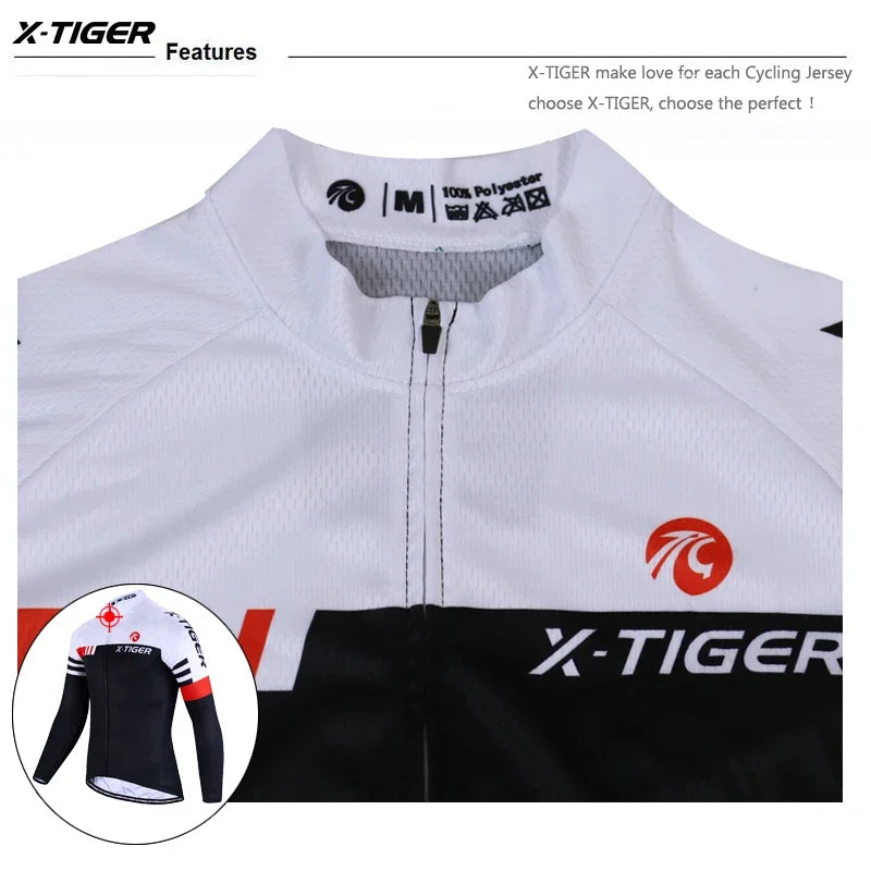 X-TIGER Cycling Jersey Men Long Sleeve MTB Bicycle Cycling Clothing Mountain Bike Sportswear Breathable MTB Shirts Basic Series