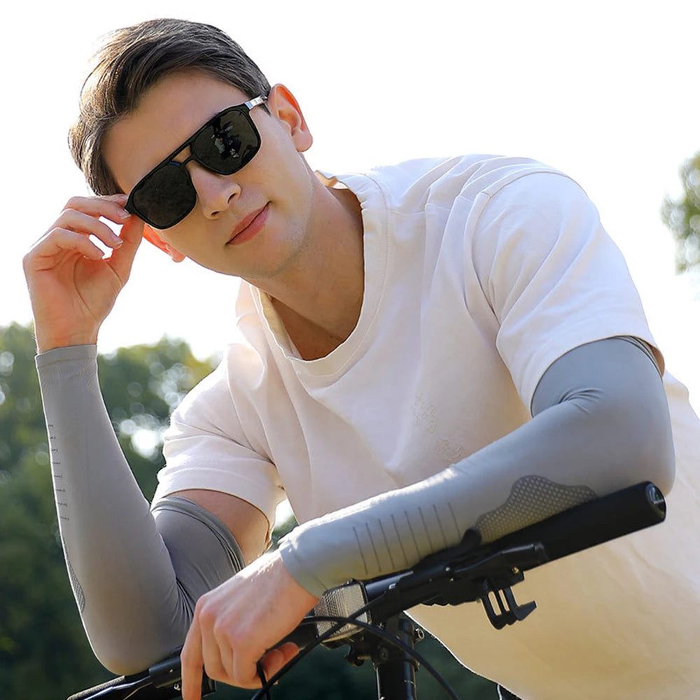 Ice Silk Sport Arm Sleeves Outdoor Travel Running Gym Fitness Cycling Sun UV Protection Arm Warmers Summer Sunscreen Arm Sleeves