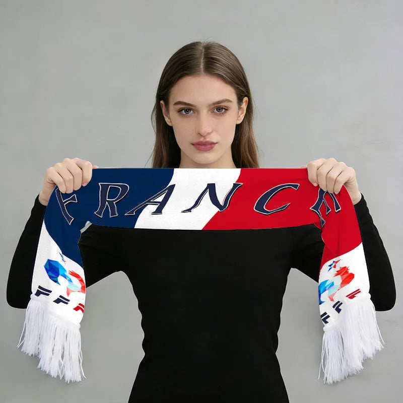 2026 Football Fan Scarf Argentina Brazil Portugal France Spain Canada USA Mexico Print Flannel Tassel Cheering Supporter Scarf