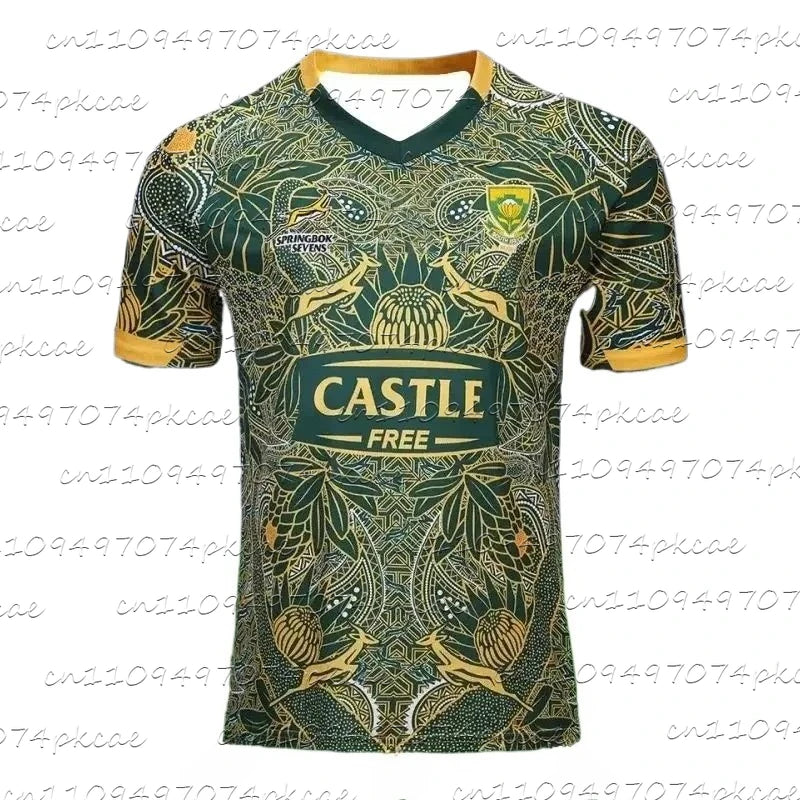 South Africa Springboks Rugby Jersey Summer Adult & Children's Quick-Dry Breathable Sports T-shirt Men's & Women's Training Wear