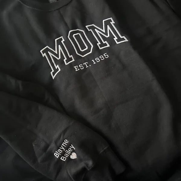 Custom Embroidered Sweatshirt, Name On Sleeve With Heart, Grandpa Shirt With Date, Daddy Est Year Shirt, Gift For New Dad