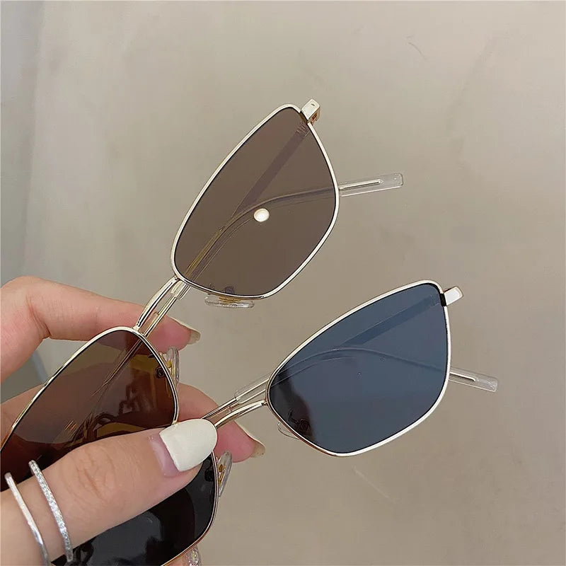 Women Slim Square Frame Ultra-light Sunglasses Vintage Black Silver Gold Frame Color Len Luxury Lenses Fashionable Accessories