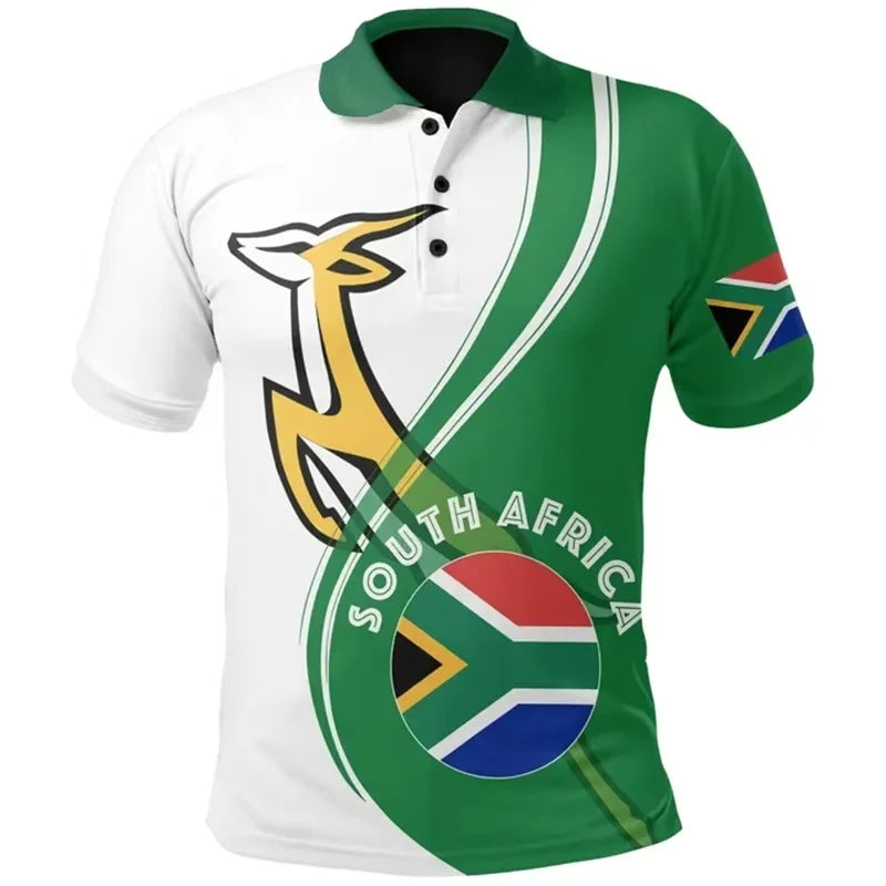 South Africa Map Flag 3D Printed Short Sleeve Polo Shirts For Men Clothes Fashion Springbok POLO Shirt Sport Boy Jersey Male Top