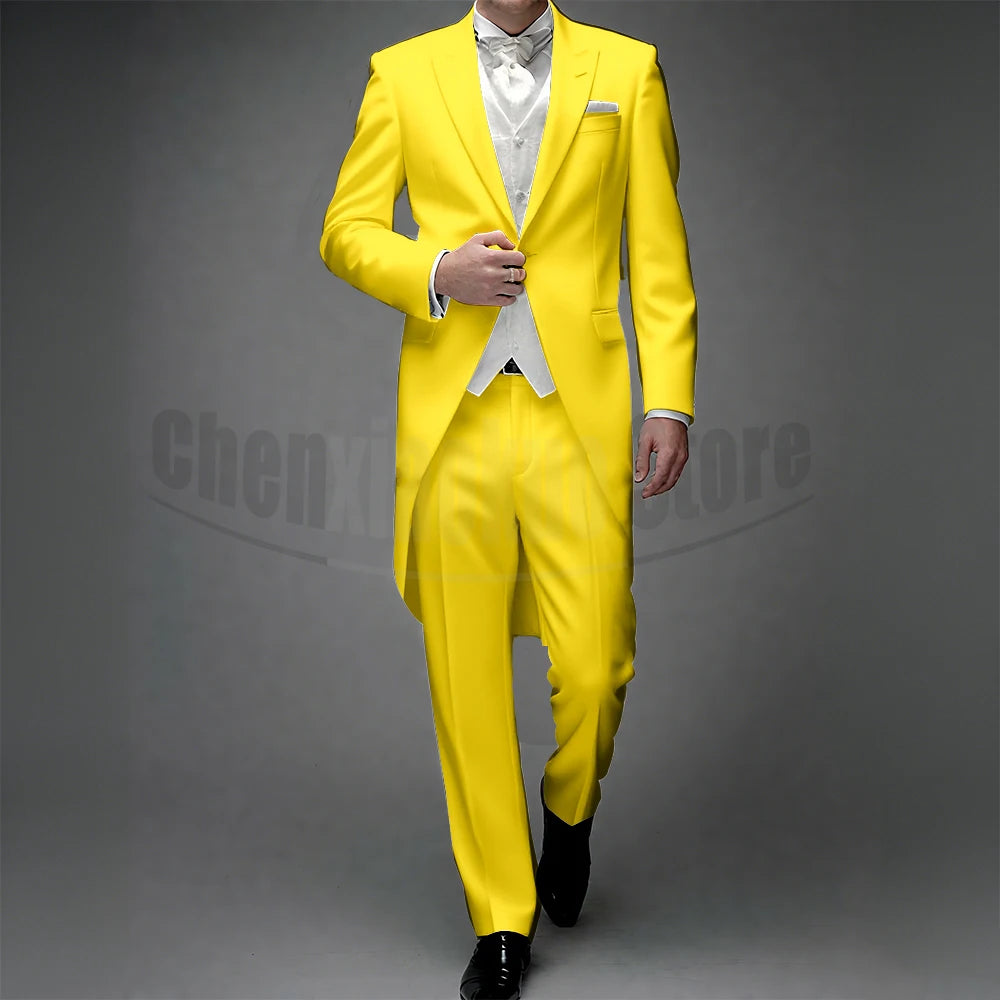 3 Piece Man Tailcoat for Formal Wedding Groomsmen Tuxedos 2025 Classic Peak Lapel One Button Solid Male Suit (Jacket+Pants+Vest)