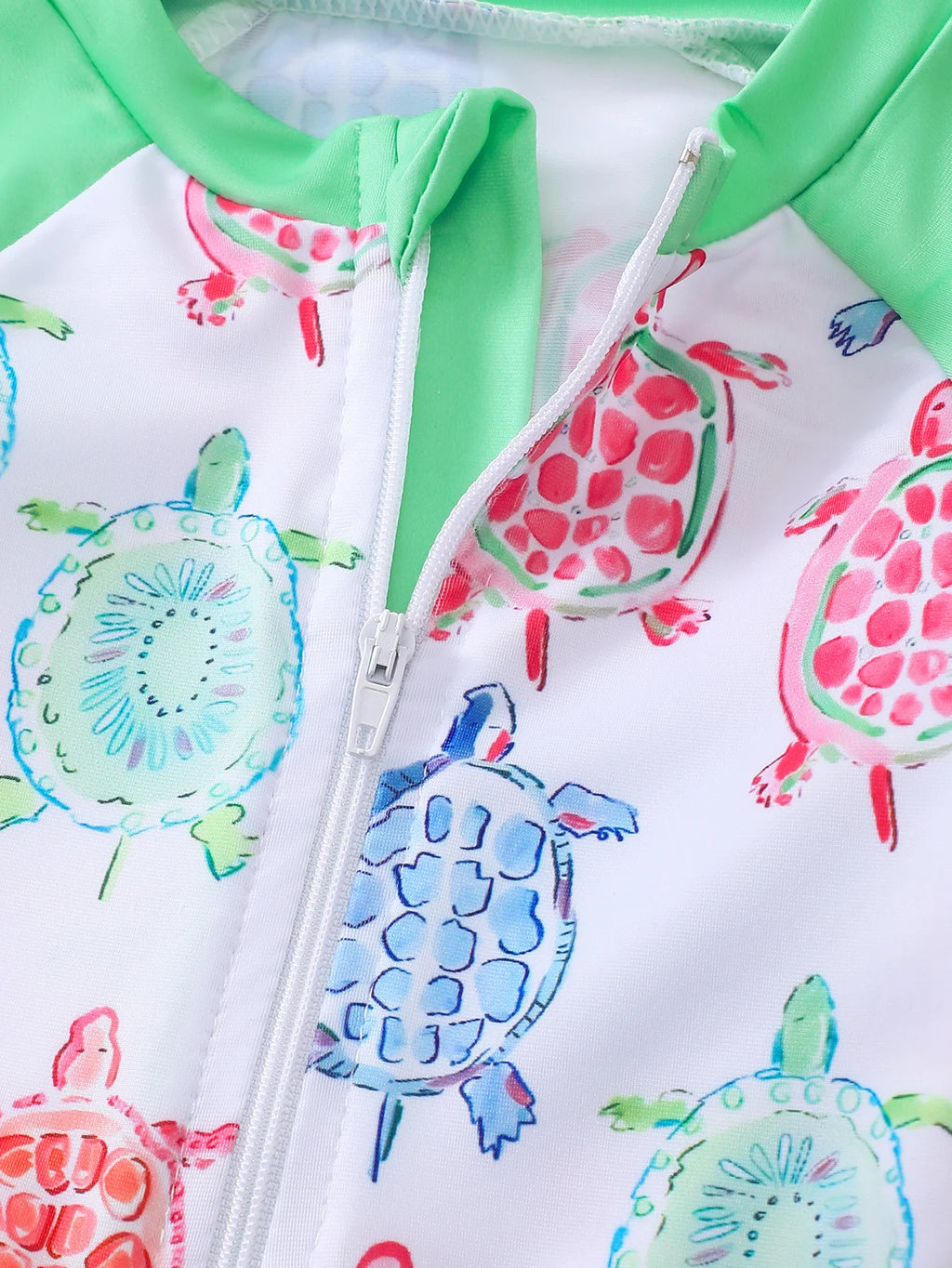 Baby Girl Turtle Print Long Sleeve Onesie Swimsuit with Wood Grain Ruffle Hat Matching Ensemble for Infants And Toddlers