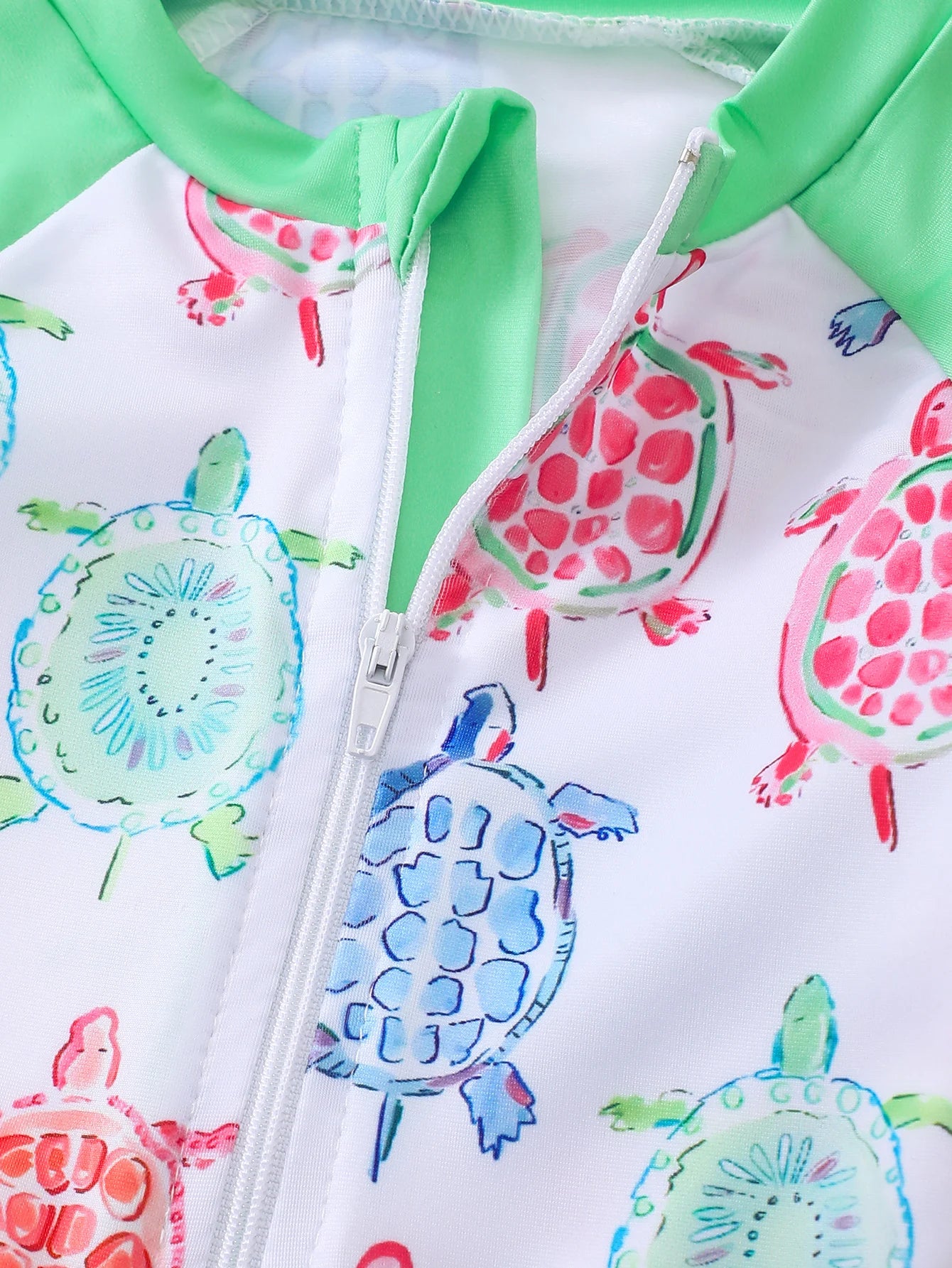 Baby Girl Turtle Print Long Sleeve Onesie Swimsuit with Wood Grain Ruffle Hat Matching Ensemble for Infants And Toddlers