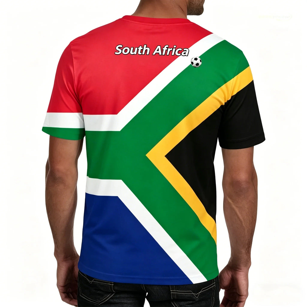 South Africa Football T Shirts Summer Fashion Short Sleeve South Africa Flag 3D Printed T-shirts Casual O Neck Loose Mens Tees