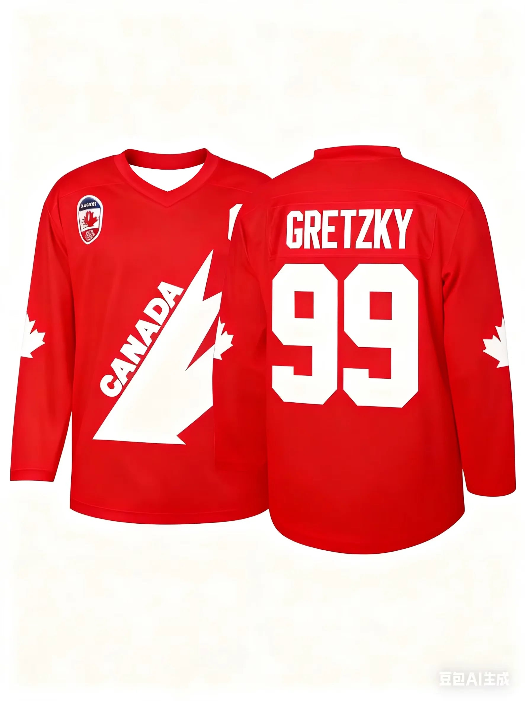 Team Canada Hockey Jersey - Black with Red Accents "Gretzky 99" Captain "C" Maple Leaf Logo Hockey Jersey 3d HD Prints