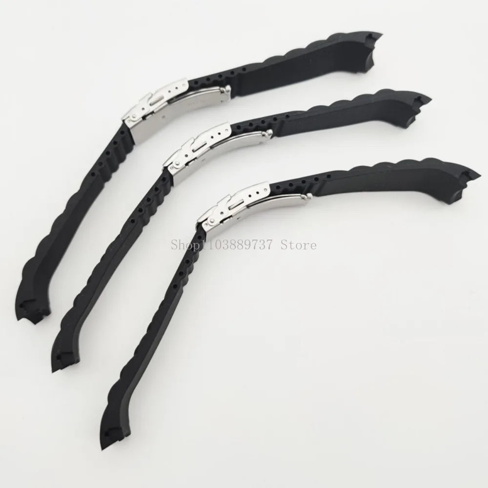 Silicone WatchBand 16mm 18mm 20mm 22mm 24mm 26mm Curved End Strap Folding Buckle Sport Bracelets Men Women Replacement Wristband