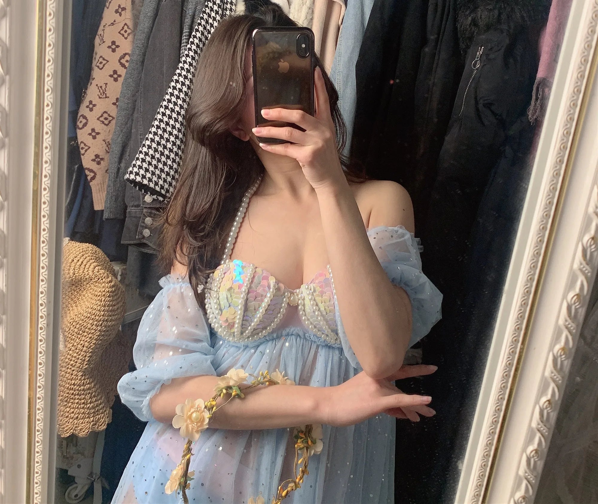 RM Mermaid Sequin Corset Bikini Swimsuit Free Diving Performance Oceanarium Electro Festival Bra Bar Cos Costumes