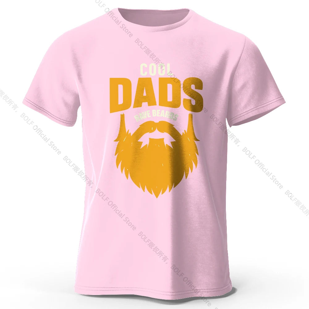 Men's Cool Dad with Beards Printed T-Shirt 100% Cotton Oversized Funny Graphic Tees for Women Summer Tops Humor Streetwear