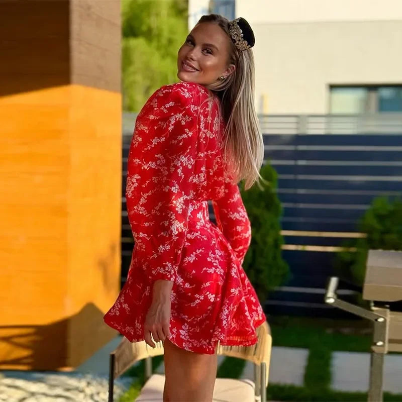 Elegant Printed Women's Dress Sleeveless Halter Waist-Closed A-Line Lady Dresses 2026 Spring Summer Female Robe New