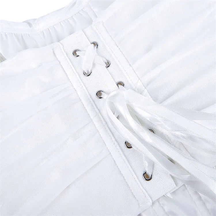 Women's Corset Crop Tops Summer Breathable Mesh Sleeveless Off Shoulder Bustier Skinny Fit Casual Tanks
