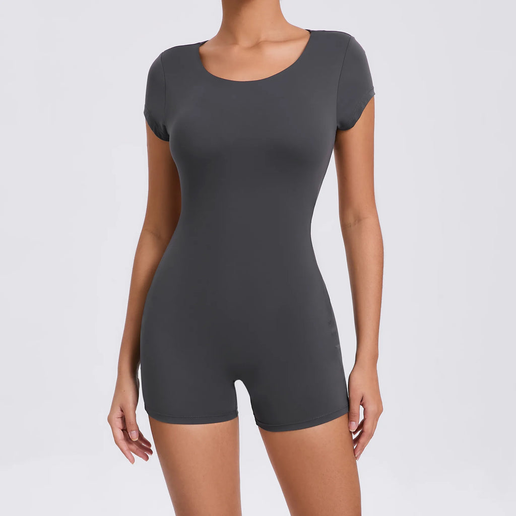 New Yoga shorts Jumpsuit OPEN BACK TEE BODYSUIT Tight Fitting Hip Lifting Exercise Fitness Clothing Breathable Cycling Jersey