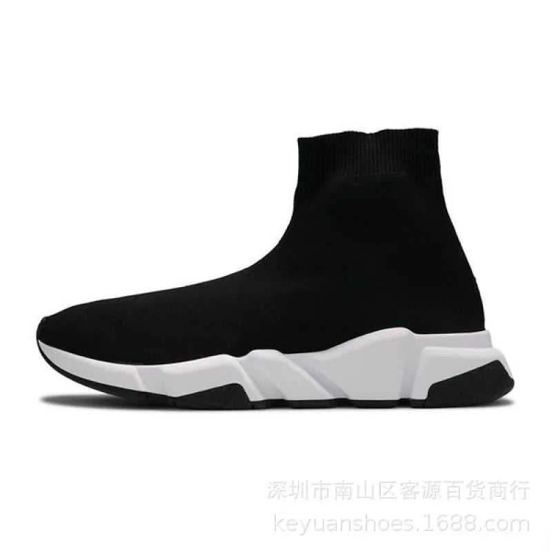Paris High Top Knitted Boots Sporty Cushioned Dad Shoes Breathable Quick Dry Rubber Outsole Unisex Running Shoes