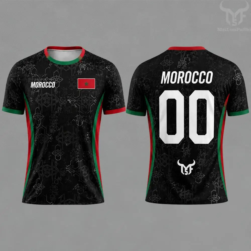 2026 Morocco Flag Print Jersey Men's Quick-Drying Breathable Sports T-Shirt Unisex Personalized Name And Number Soccer Tees