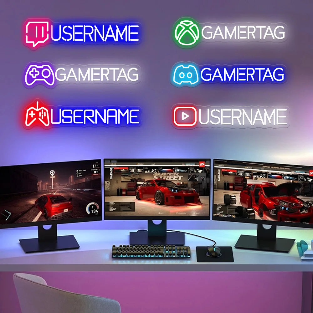 Custom Gamer Neon Sign Gamer Tag Sign Game Room Decor Gaming Wall Art Gaming Led Light Gift for Boyfriend Father Day Gift