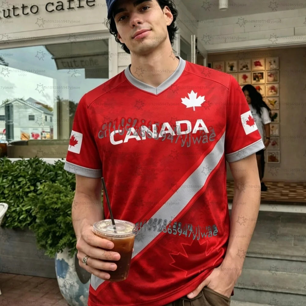26 new Men's&Women's Canada Soccer fans Jersey Gift For Lovers Tee Fan Gift Plus Size Fashion Street Top soccer fans T-shirt