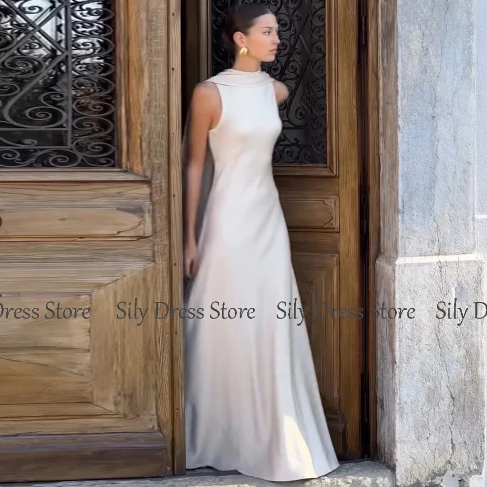 Saudi Arabian Dresses for Special Occasions Satin Mermaid Evening Dress White O-Neck Trumpet Formal Dresses with Shawl