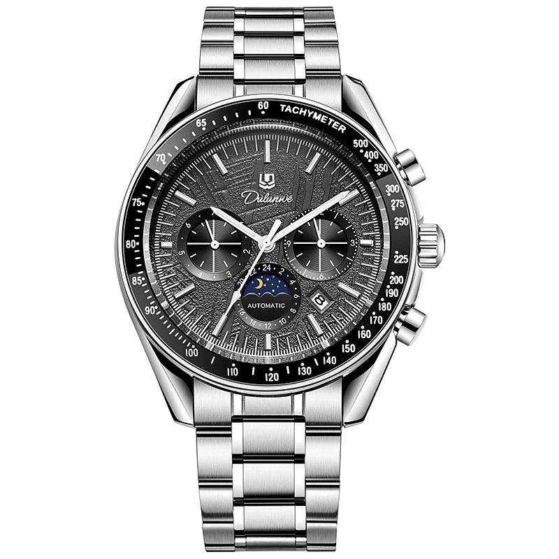 Automatic Watch for Men Stainless Steel Luminous Waterproof Moon Phase Man Watches Luxury Men's Mechanical Wristwatch