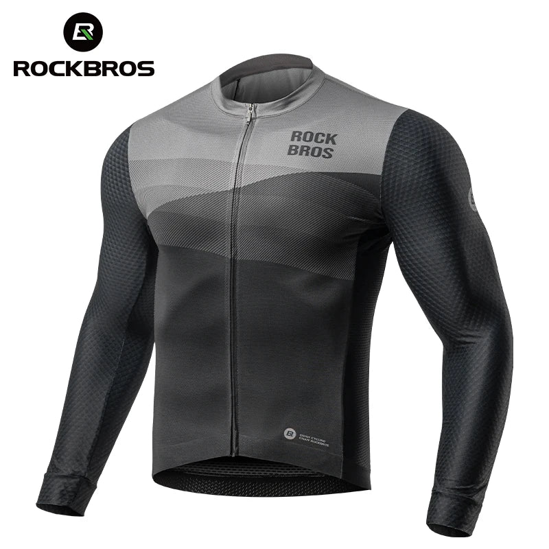 ROCKBROS Spring Summer Cycling Jersey Long Sleeves Lightweight High Elastic Breathable Fast Dry Shirt Men MTB Cycling Clothing
