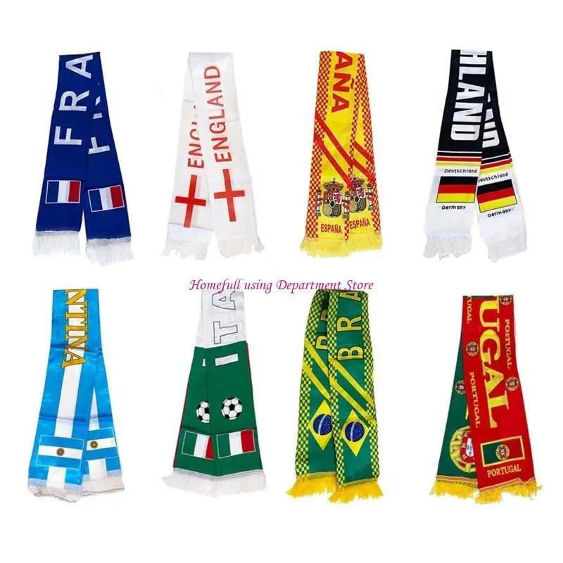 Football Scarf Double-sided Printed Soccer Fan Scarf 15 Countries 5.11x51.18In