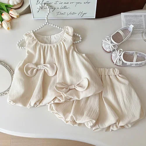 2025 New Summer Baby Girl Party Dress Sleeveless Cotton Solid Color Sister Clothing  2-7Yrs Kids Princess Dresses