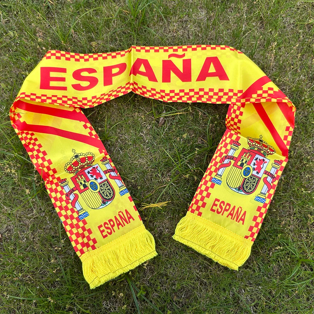 SKY FLAG Spain scarf 14x130cm Double Side Printing Satin Football Soccer Fans Spain Scarf flags banner for sport decoration