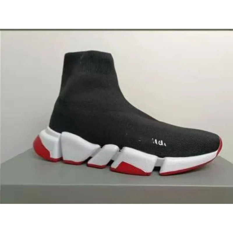 Paris High Top Knitted Boots Sporty Cushioned Dad Shoes Breathable Quick Dry Rubber Outsole Unisex Running Shoes
