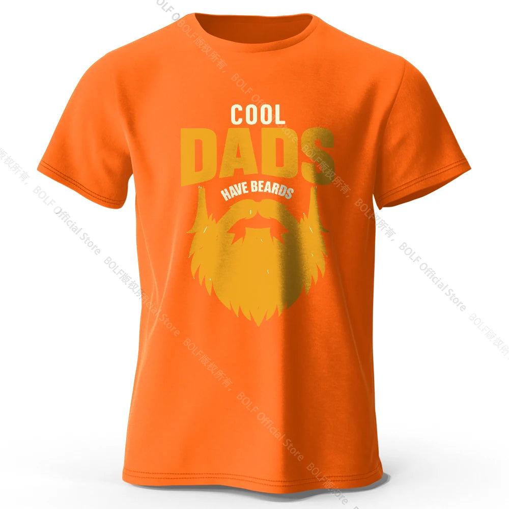 Men's Cool Dad with Beards Printed T-Shirt 100% Cotton Oversized Funny Graphic Tees for Women Summer Tops Humor Streetwear