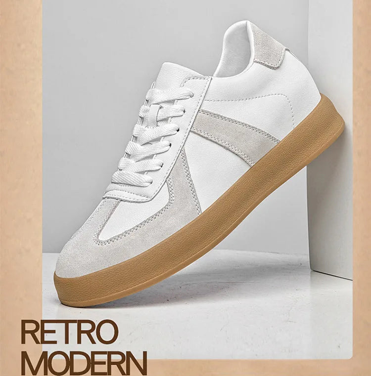 Man Vintage Elevator Shoes Height Increase Insole 8cm Taller Lift Sneakers Shoes Men Leisure Fashion Sports White Shoes