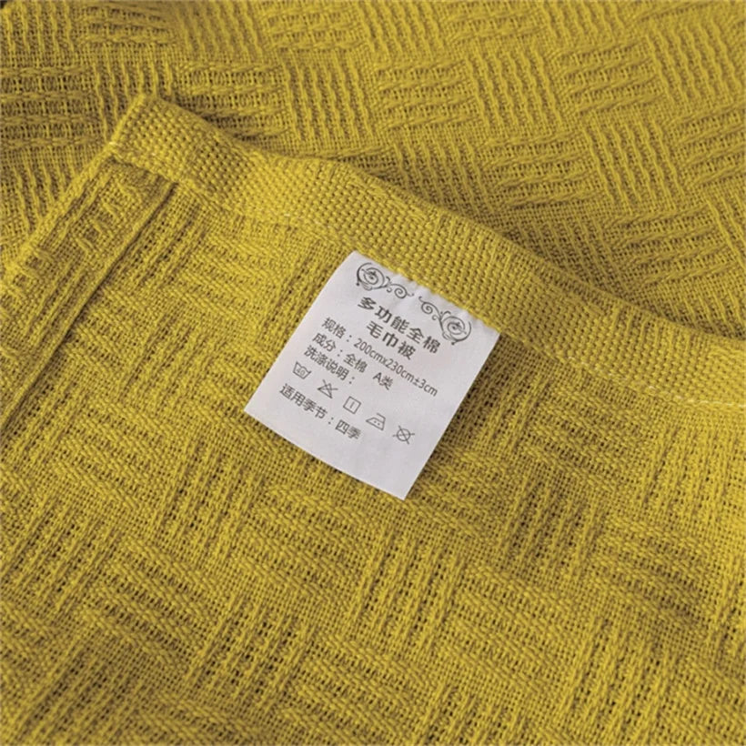 Soft Cozy 100% Cotton Throw Blanket Wide 100cm/150cm/180cm/200cm Plain Knitted Sofa Bed Cover Bedspreads Home Decor Thin Blanket