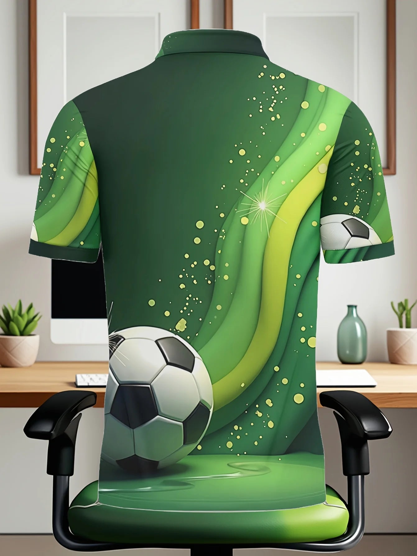 Brazil Themed Men's Polo Shirt with Green and Yellow Gradient Football Print Short Sleeved Summer Fan Sports Top
