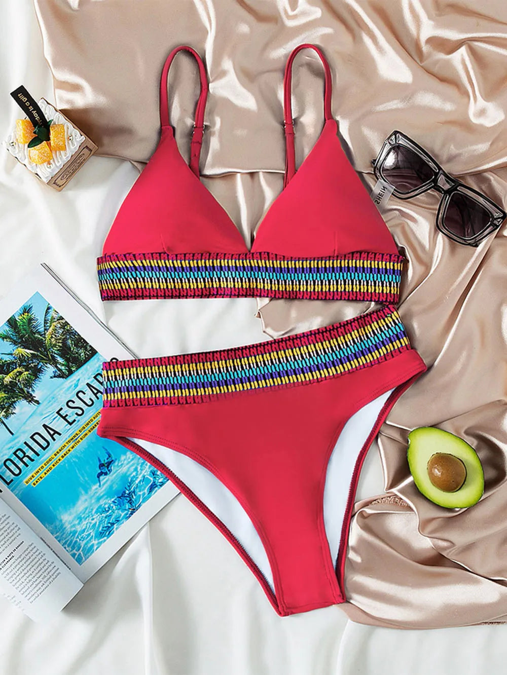 Bandeau High Waist Bikini One Shoulder Swimwear Women 2026 Printed Sexy Bikini set Retro Swimsuit Female Bathing suit