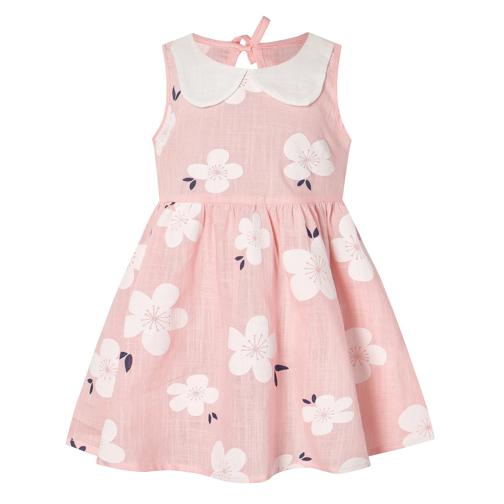 2026 Summer Baby Girls Korean Version Style Sleeveless Peter Pan Collar Sundress Children Cotton Linen Princess Dress 0-6Years