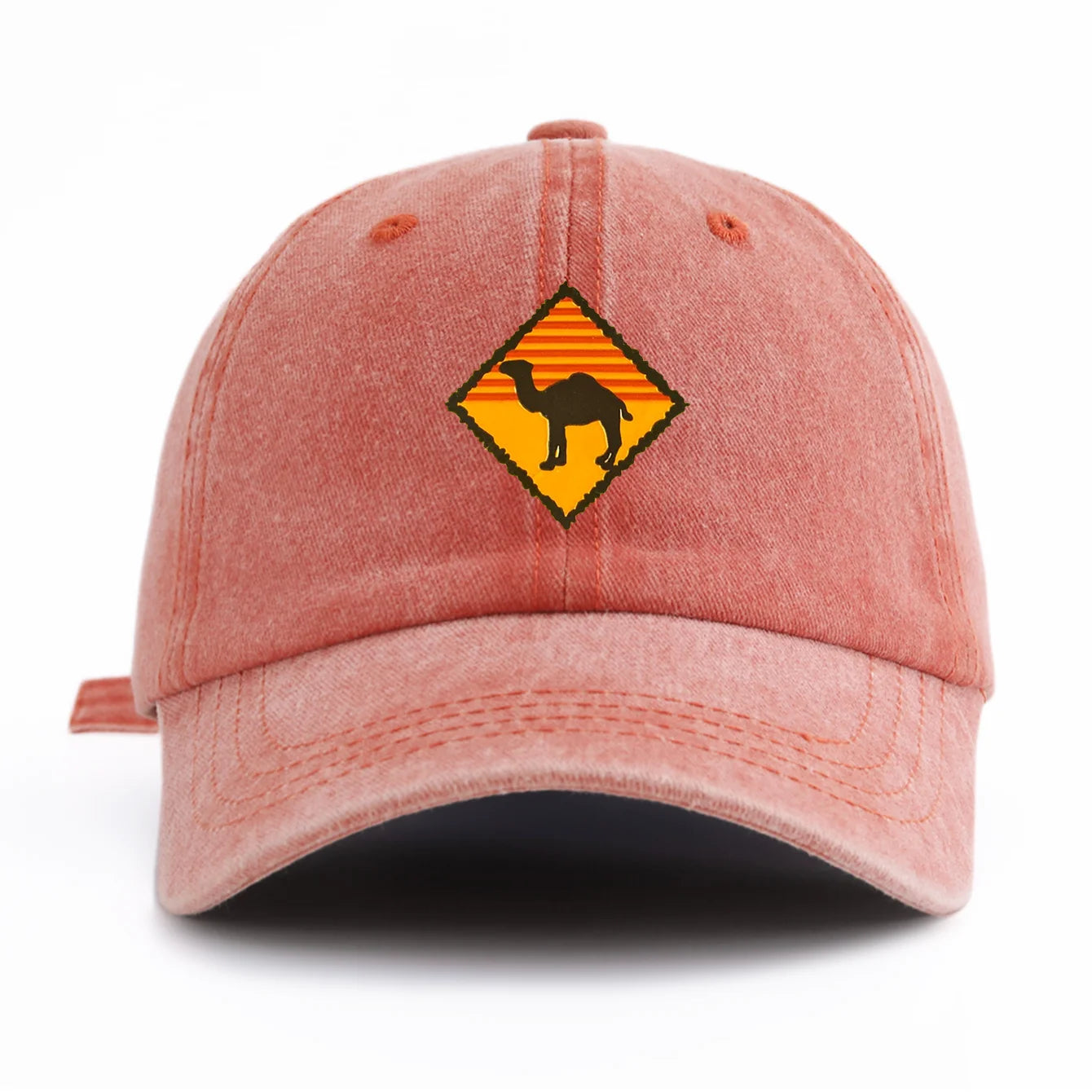 1pc CAMEL Print Washed Baseball Cap for Adults,Minimalist Retro Style Casual Soft Adjustable Dad Hat, Perfect As Gift