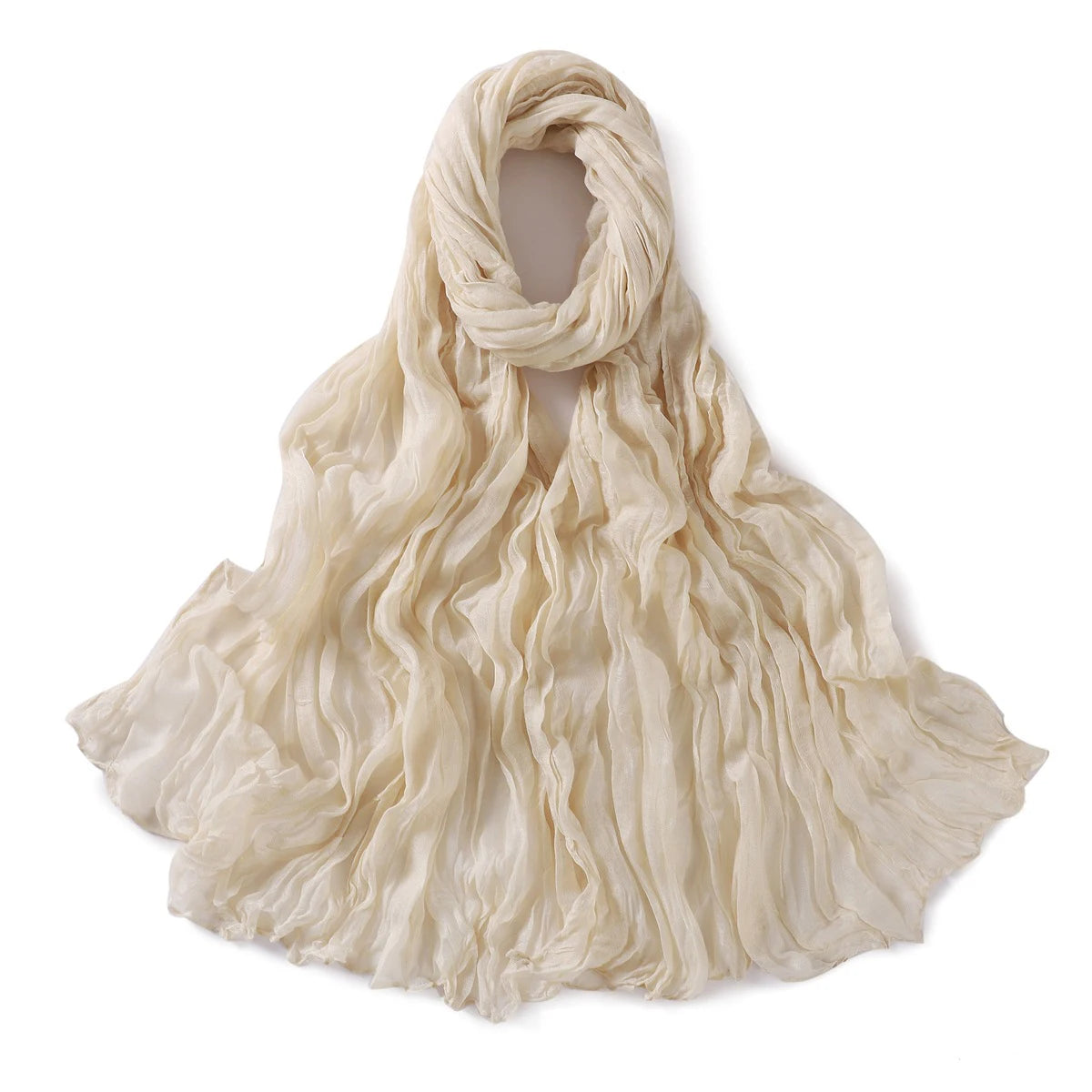Crumpled Scarf For Women Girls Students Spring New Solid Color Cotton Voile Thin Scarves Soft Knitting Shawl Female Wrap Shawls